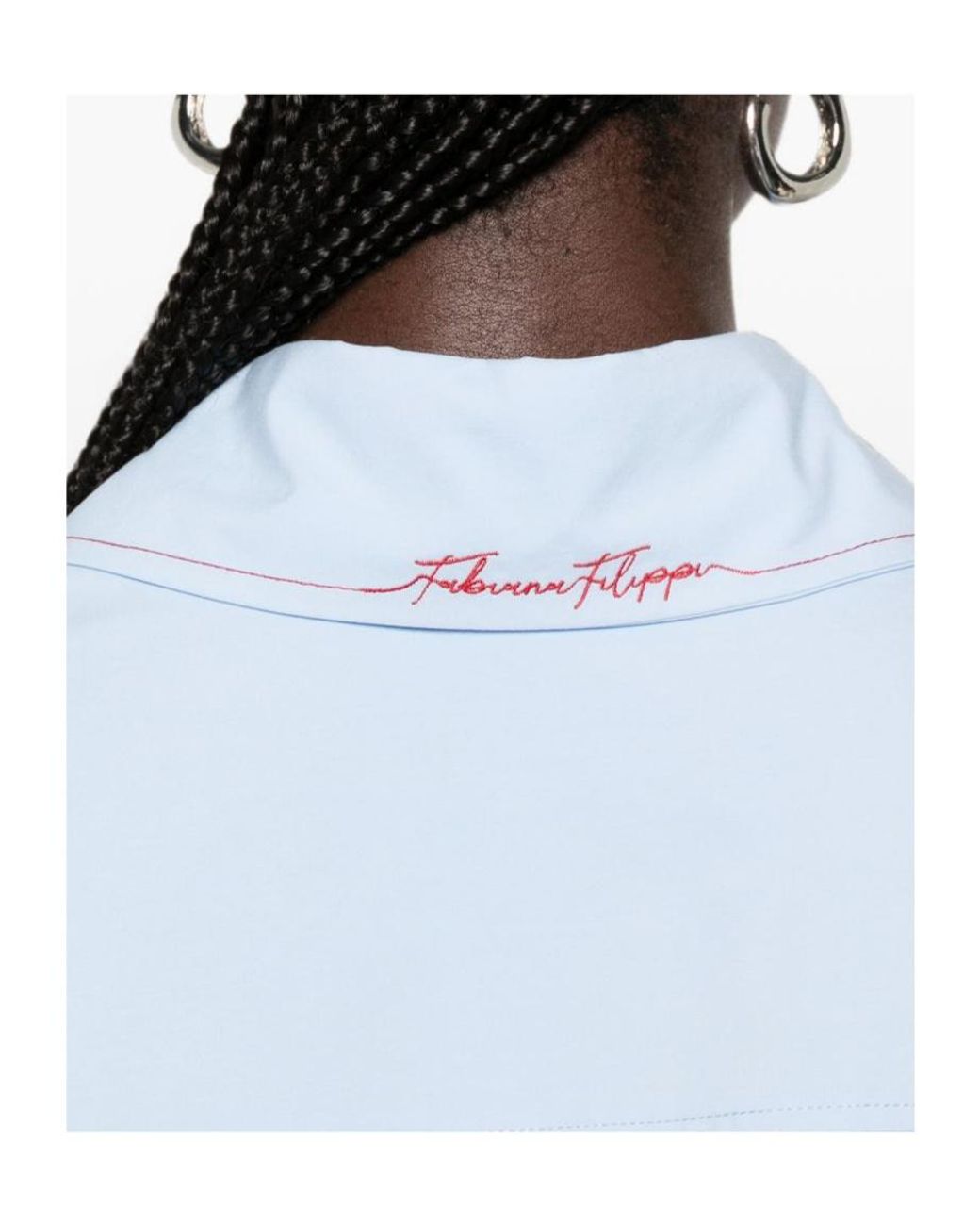 Fabiana Filippi Blue Cropped Long-Sleeve Shirt