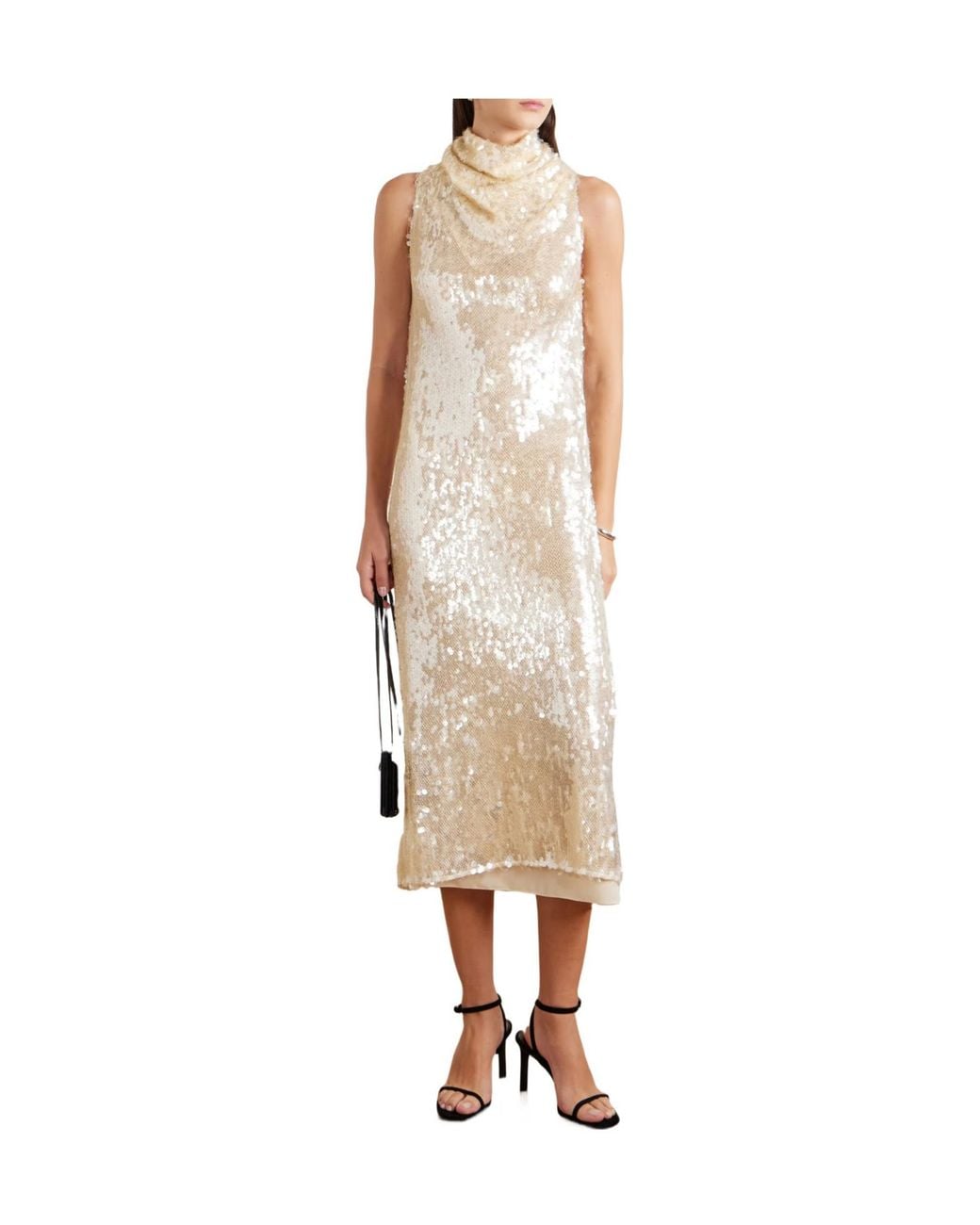 Altuzarra White Noor Draped Sequined Chiffon Midi Dress
