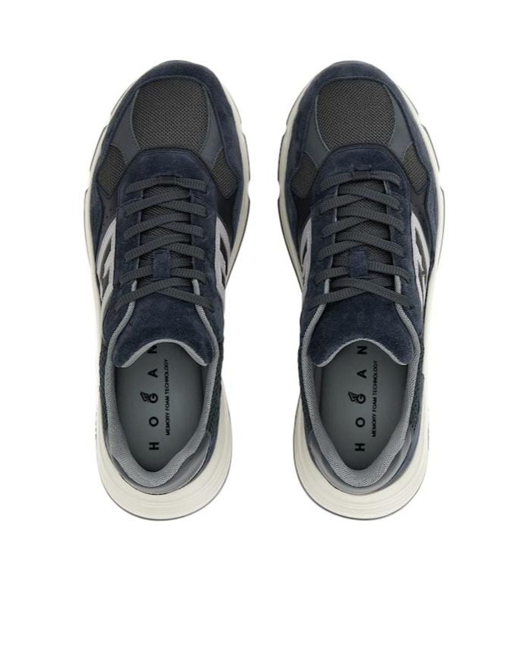 Hogan Blue Calfskin Lace-Up Sneakers With Contemporary Design for men