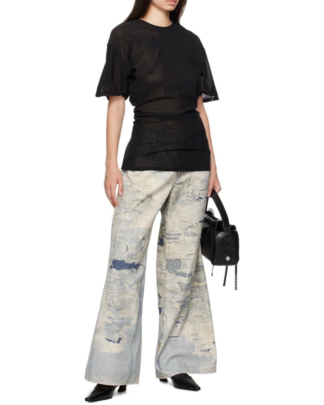 Acne Black Mesh T-Shirt