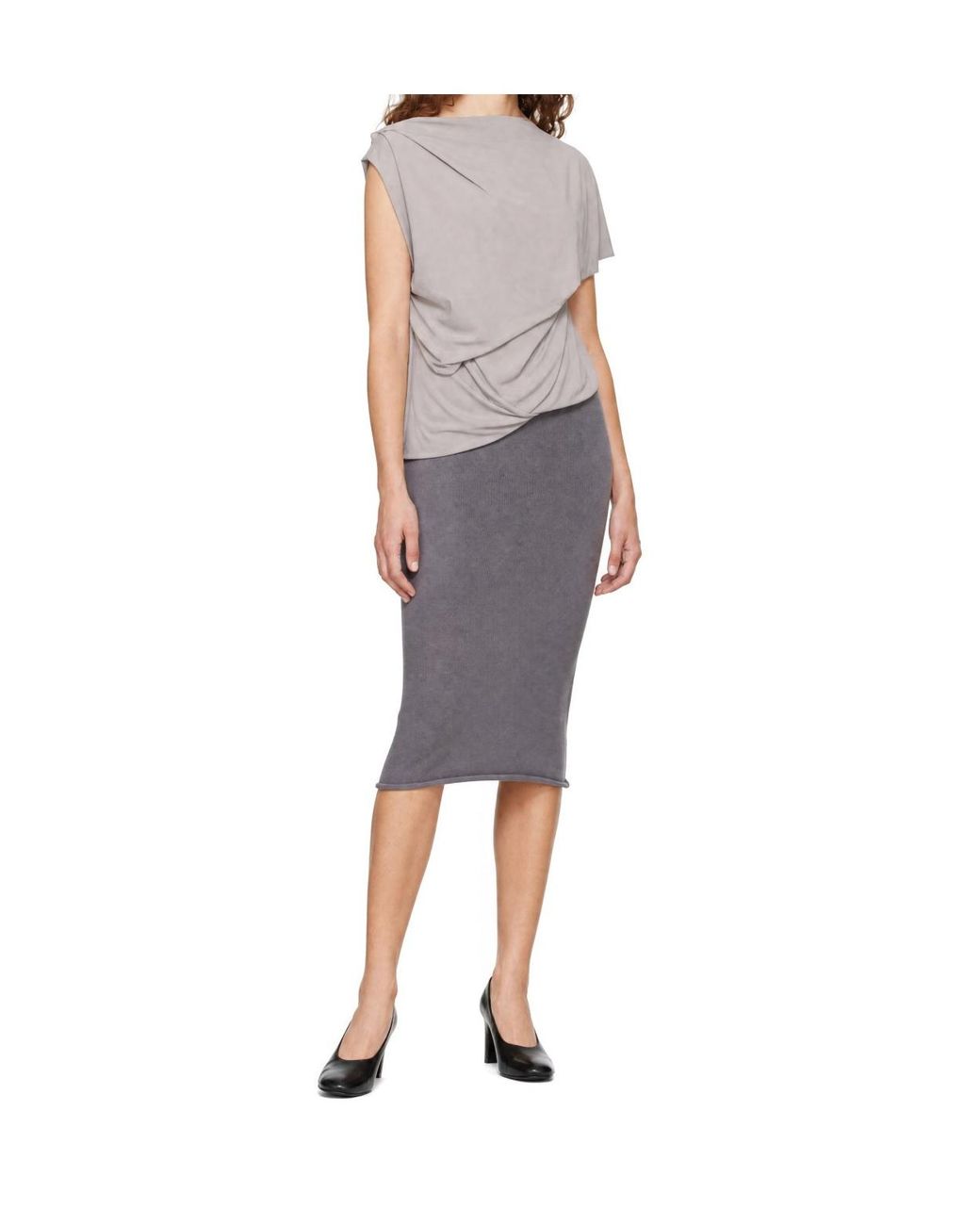 Entire studios Gray Asymmetric Draped Blouse