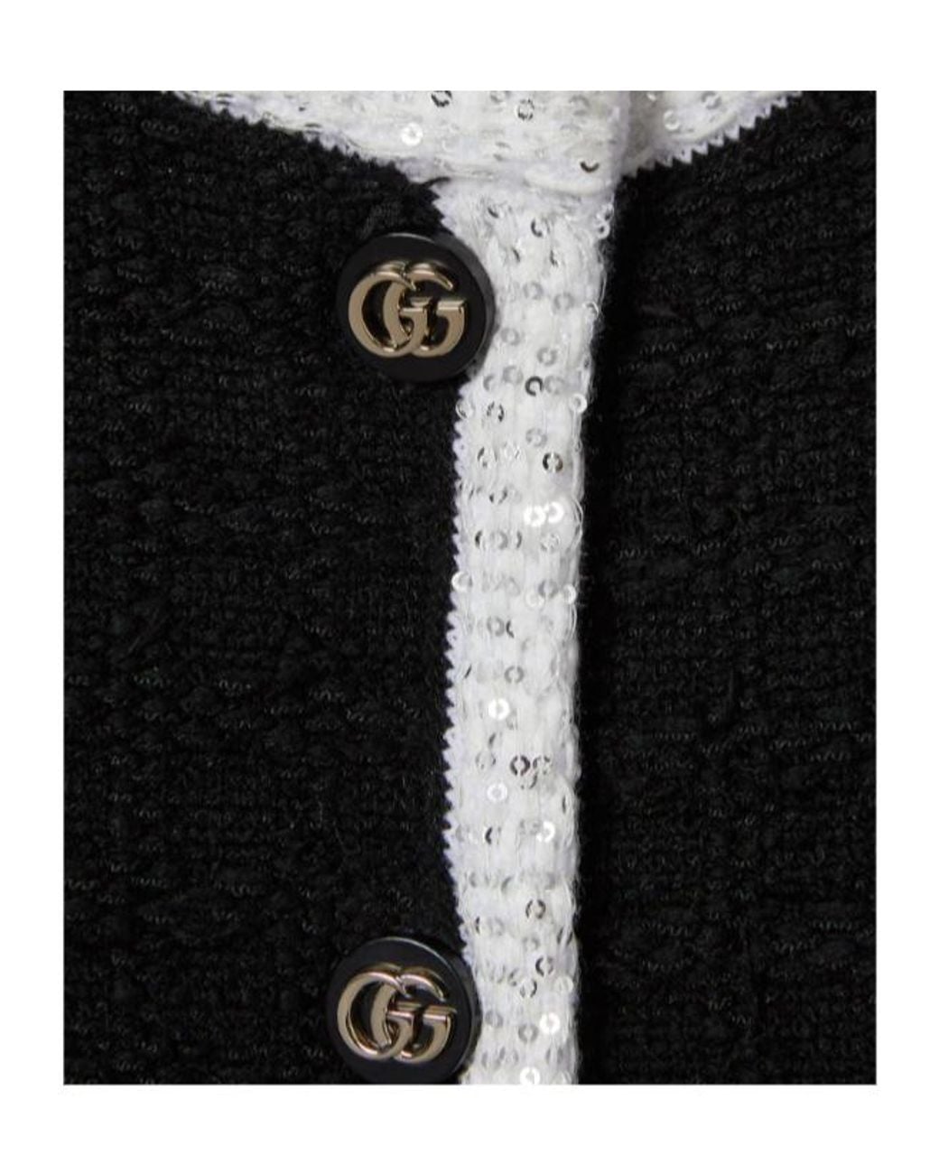 Gucci Black Tweed Wool Dress With Embroidery