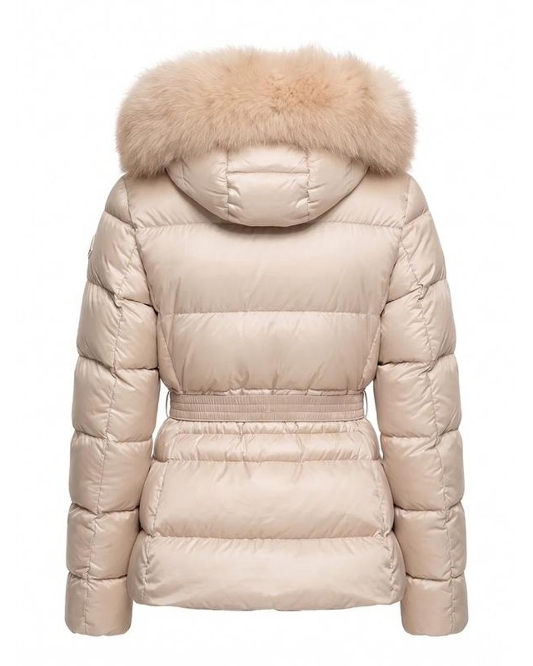 Moncler Natural Boed Hooded Shearling-Trimmed Short Down Jacket