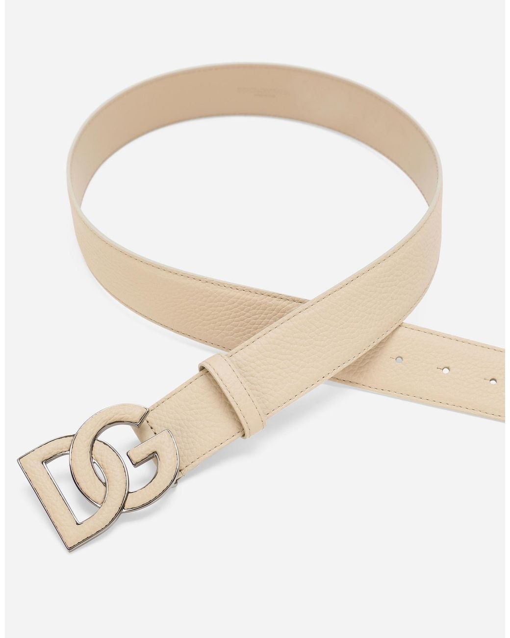 Dolce & Gabbana White Leather Belt for men