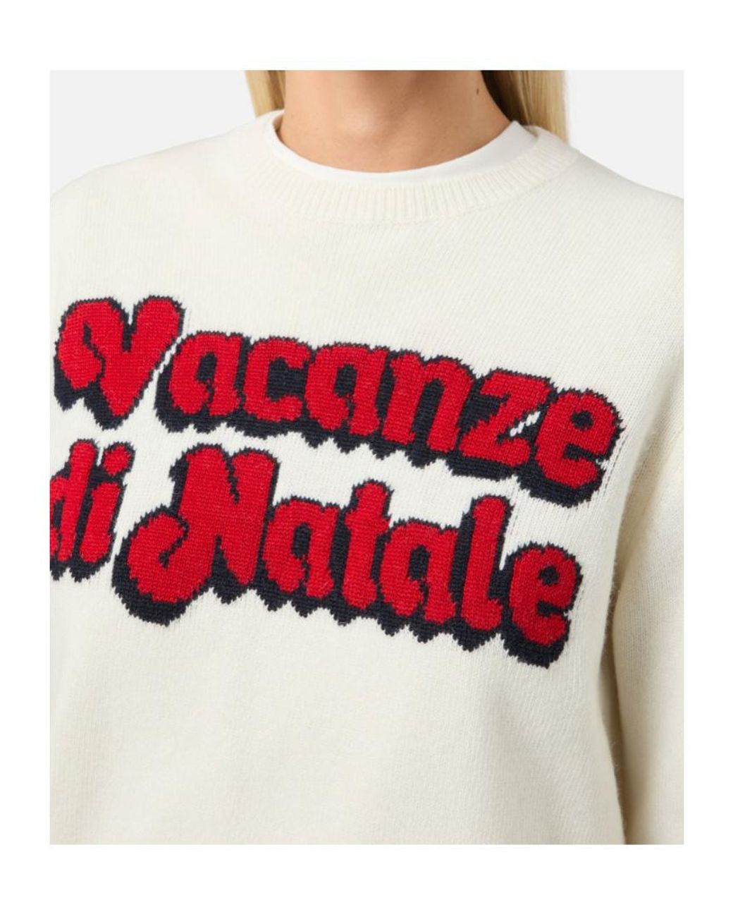 Mc2 Saint Barth White Bollicine Addicted Intarsia Crewneck Jumper