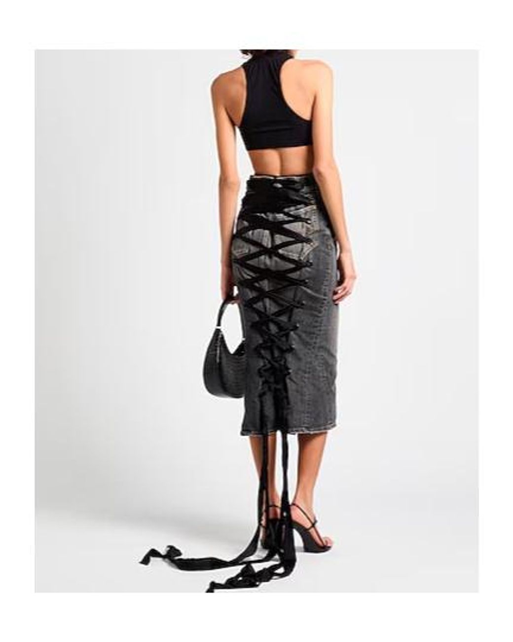 Balenciaga Gray Denim Midi Skirt