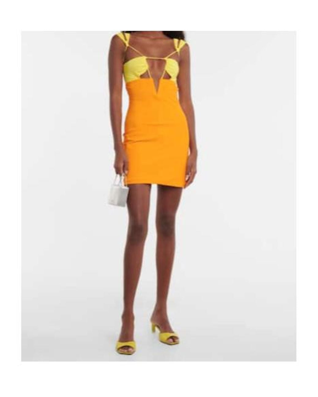 Nensi Dojaka Yellow Cutout Minidress