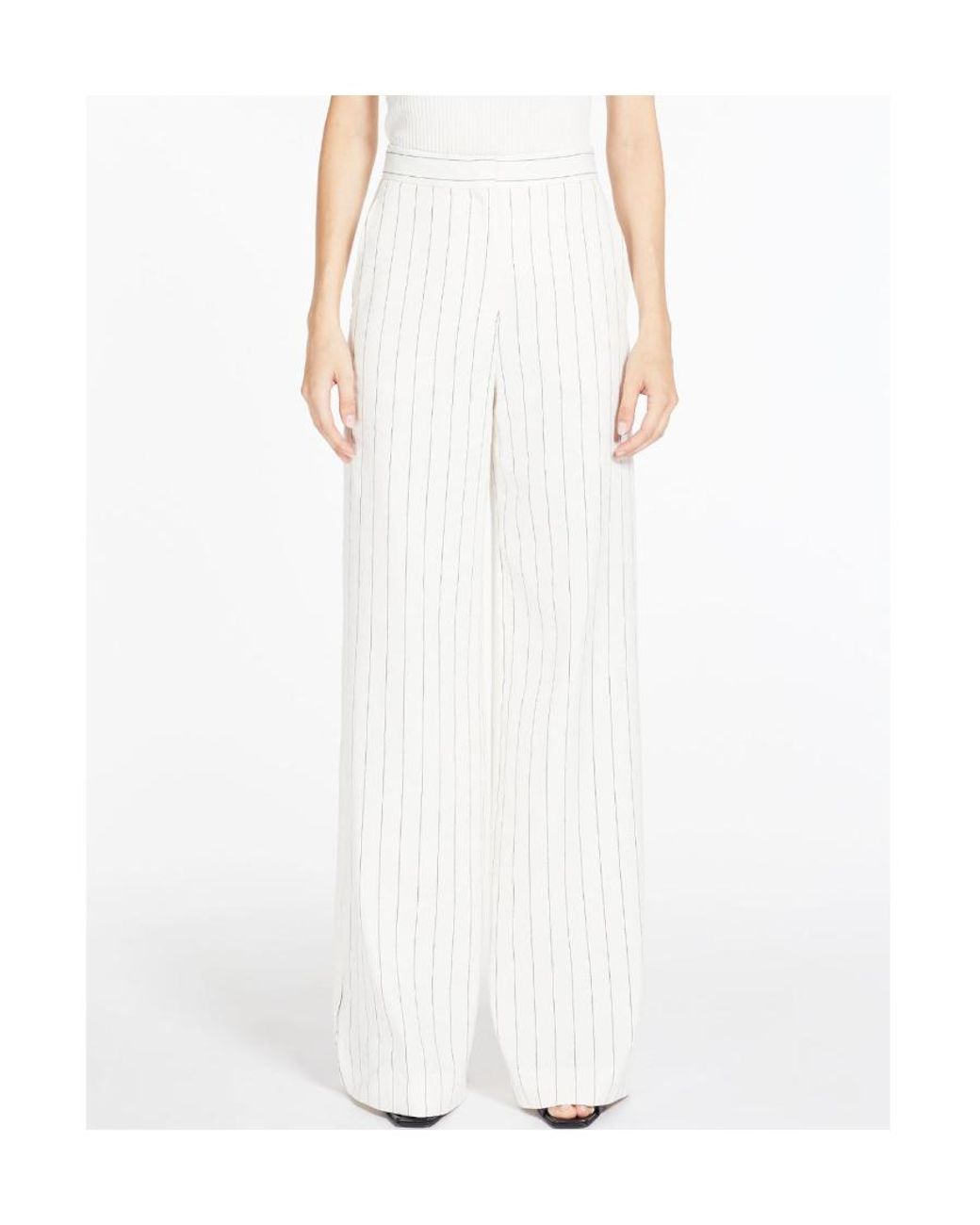 Max Mara White High-Waisted Wide-Leg Trousers