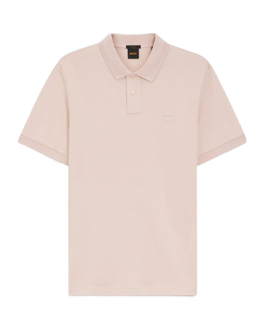 Boss Pink Logo Patch Short Sleeved Polo Shirt for men