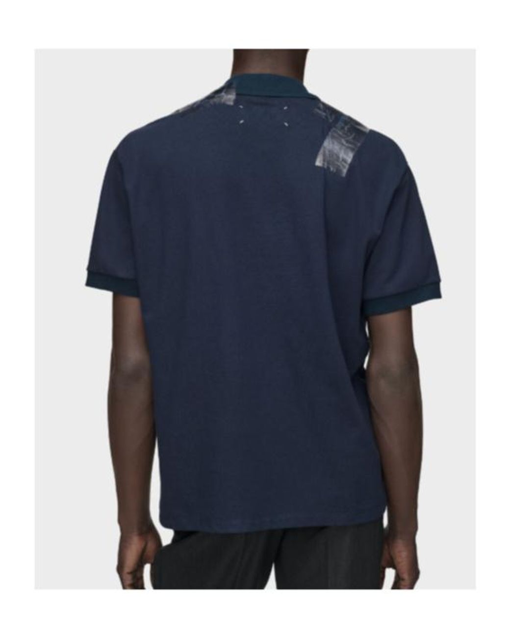 Maison Margiela Blue Taped V-Neck T-Shirt for men