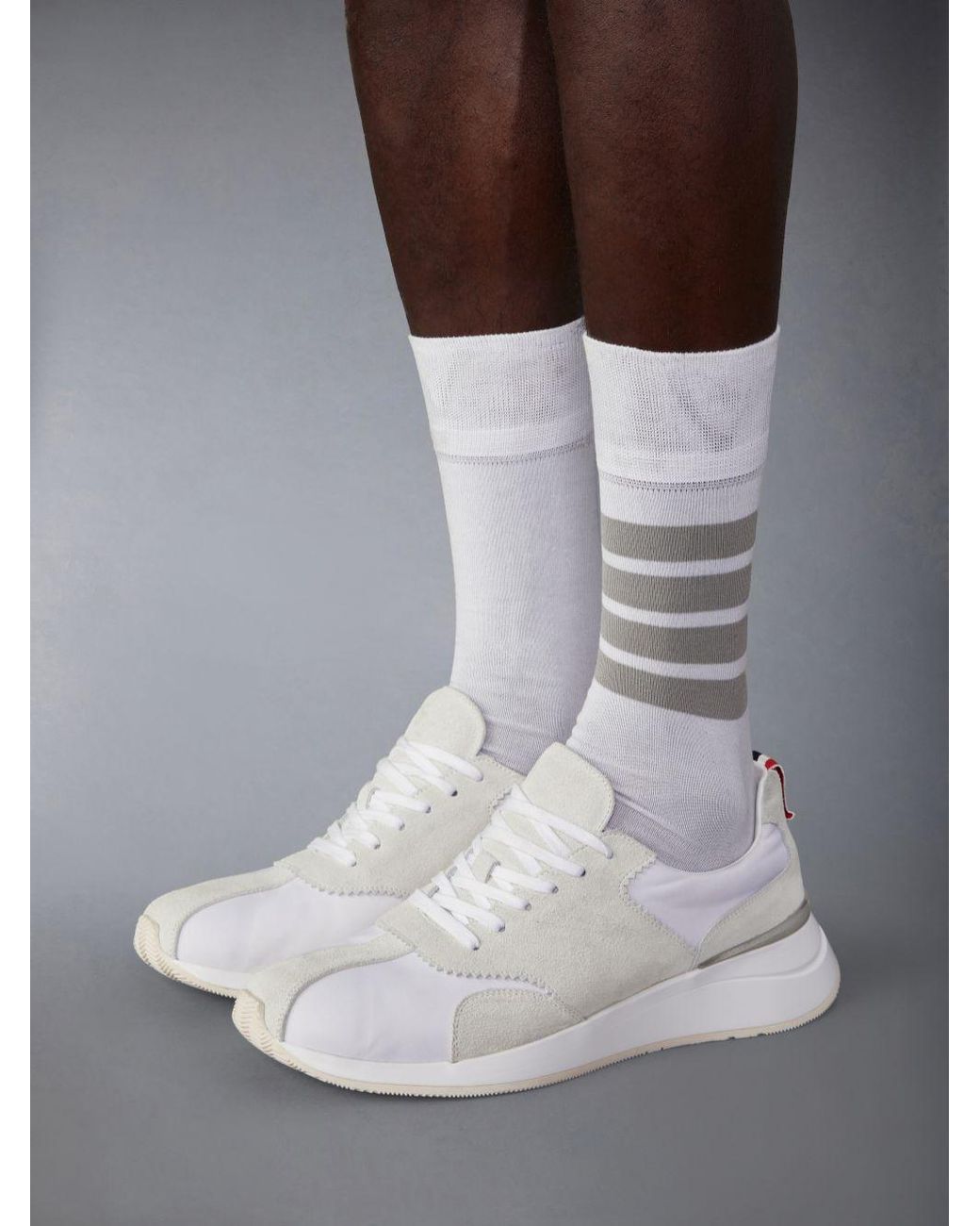 Thom Browne White Sprinter Panelled Sneakers for men