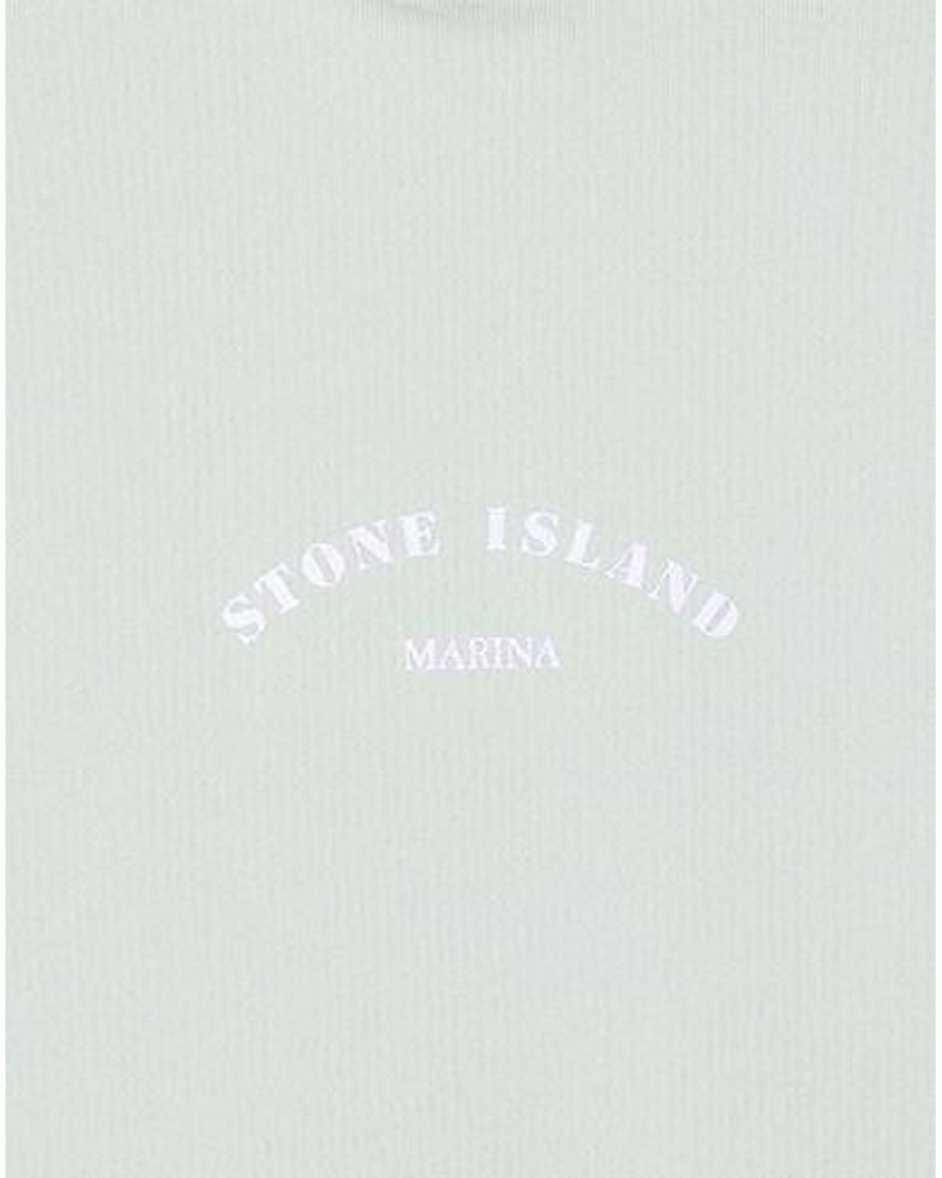 Stone Island White Logo-Print Cotton Hoodie for men