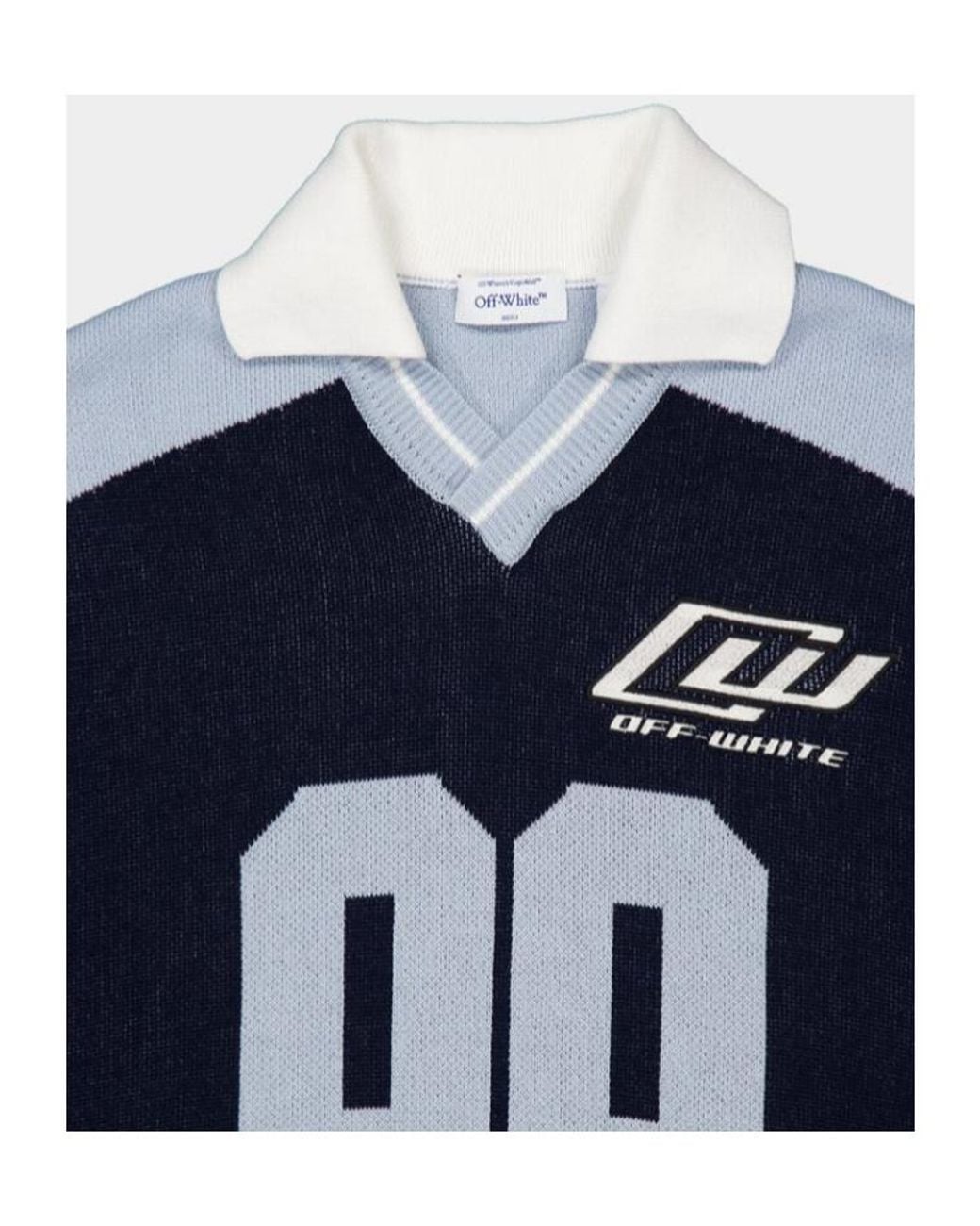 Off-White c/o Virgil Abloh Blue V-Neck Knitted Polo Shirt for men