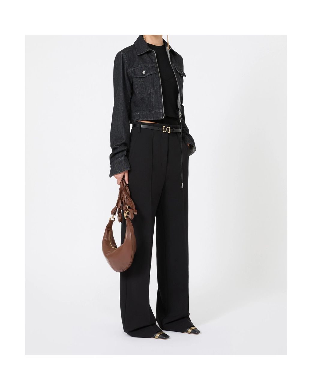 Sportmax Black Volonta High-Waisted Wide-Leg Trousers