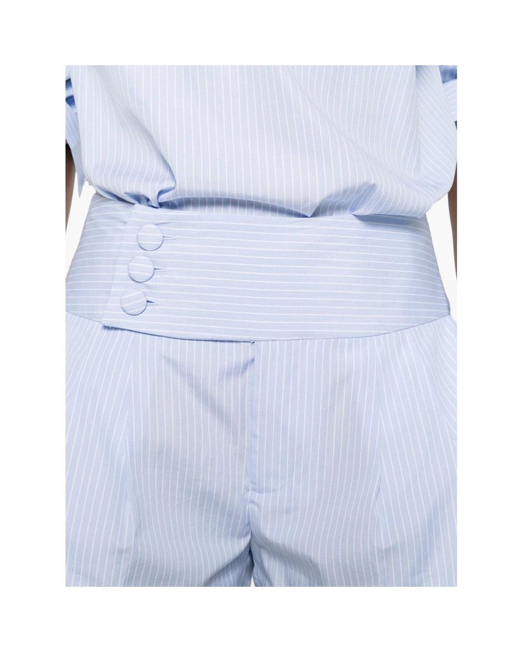 FRAME Blue Button Striped Shorts
