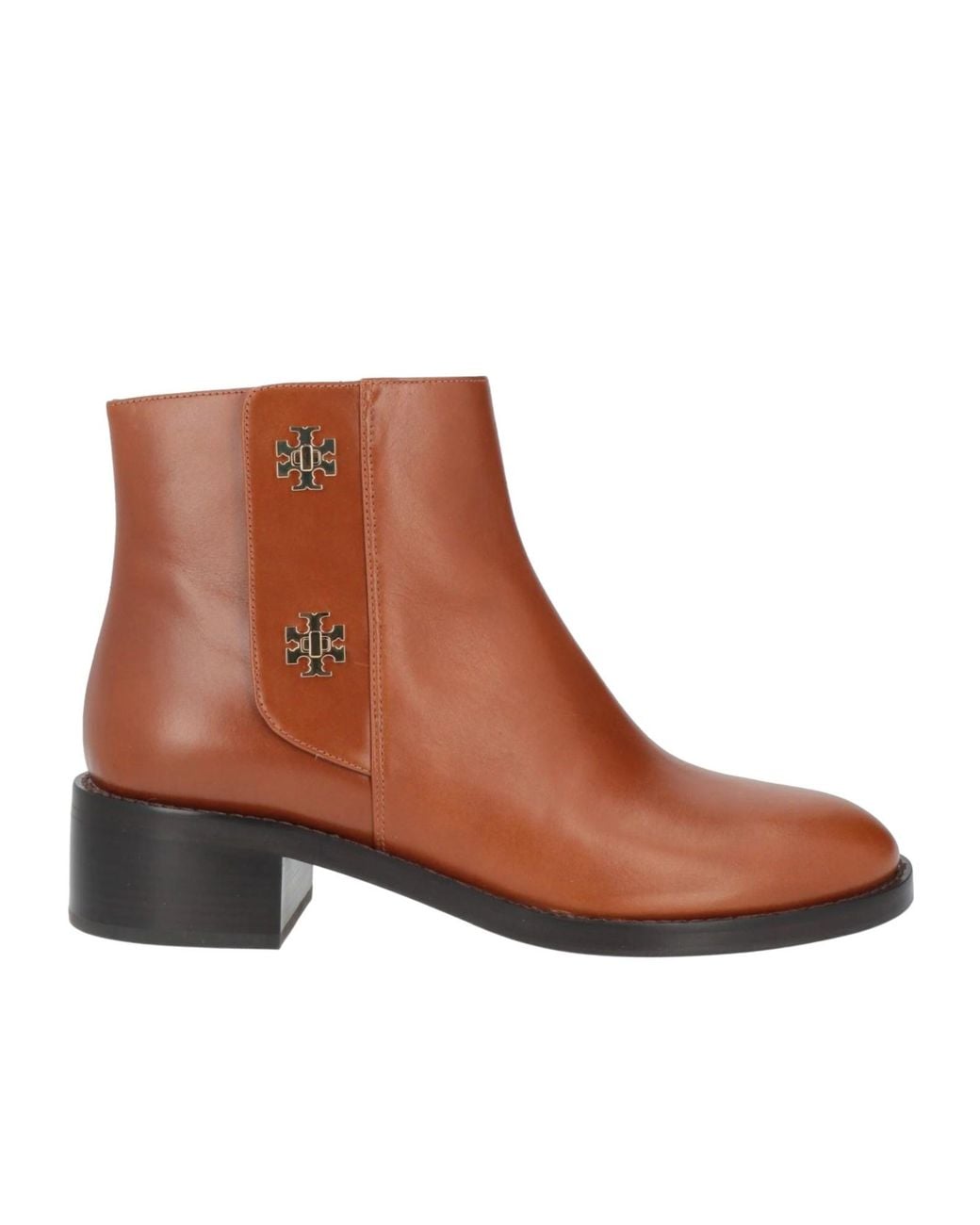 Tory Burch Brown Simple Round-Toe Ankle Boots
