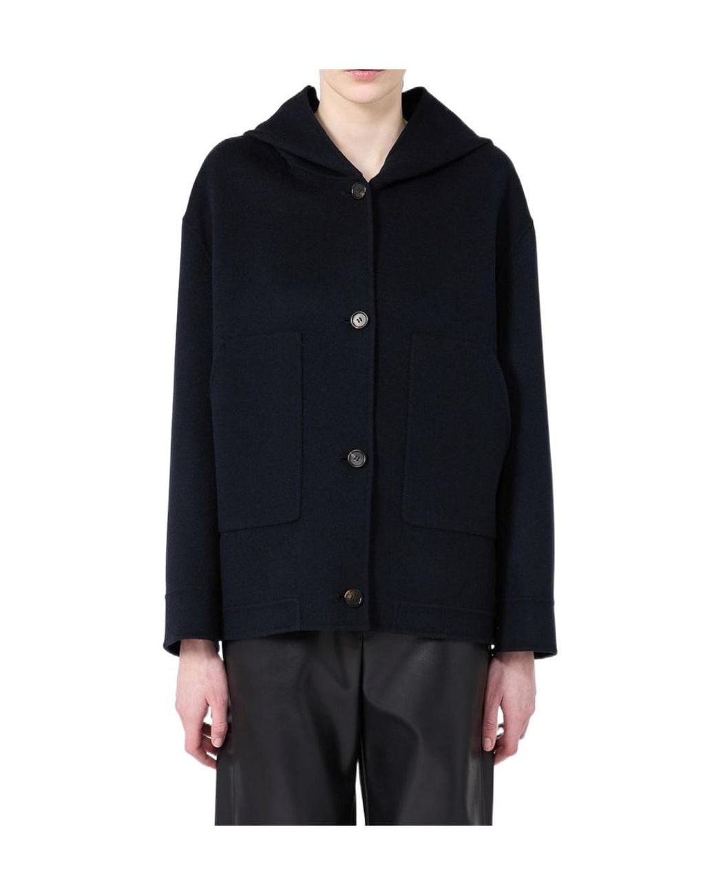 Max Mara Blue 'S Smmlusso Hooded Coat
