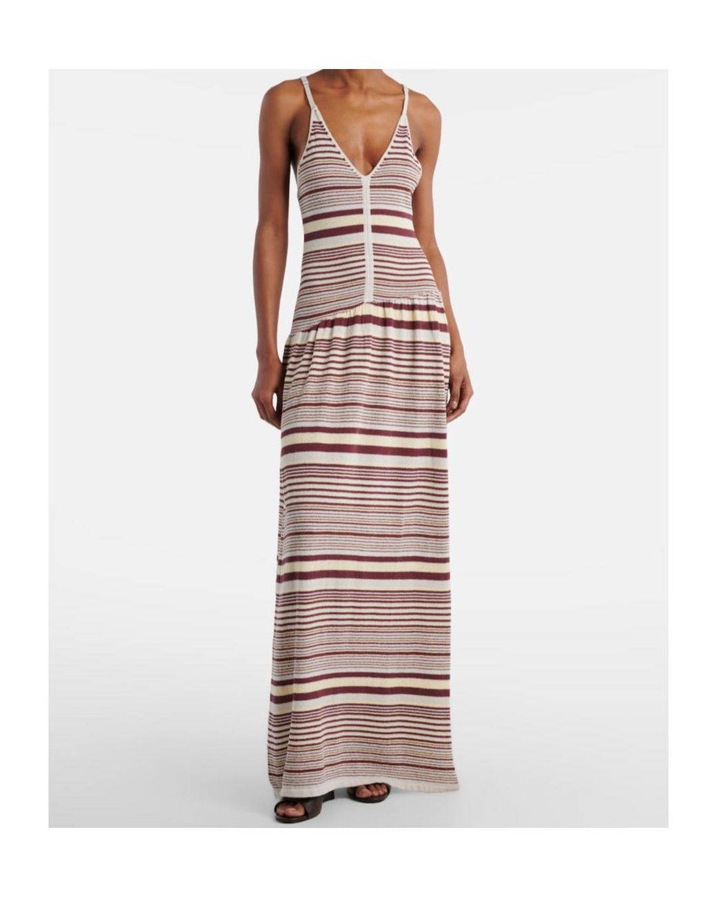 AYA MUSE Multicolor Aella Knitted Striped Cotton-Blend Maxi Dress