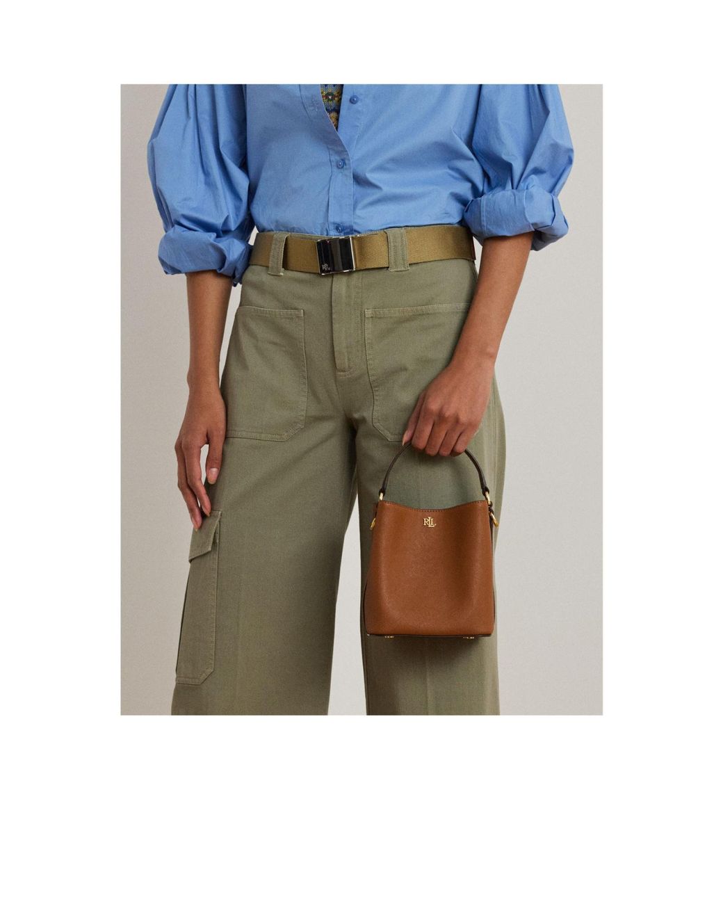 Ralph Lauren Brown Leather Mini Bucket Handbag