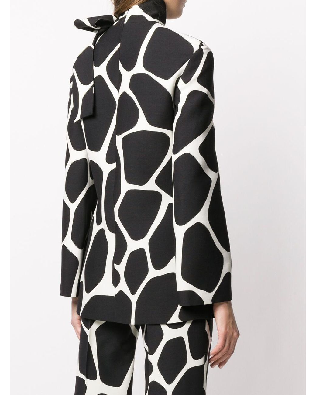 Valentino Black Giraffe Print Foulard Blouse