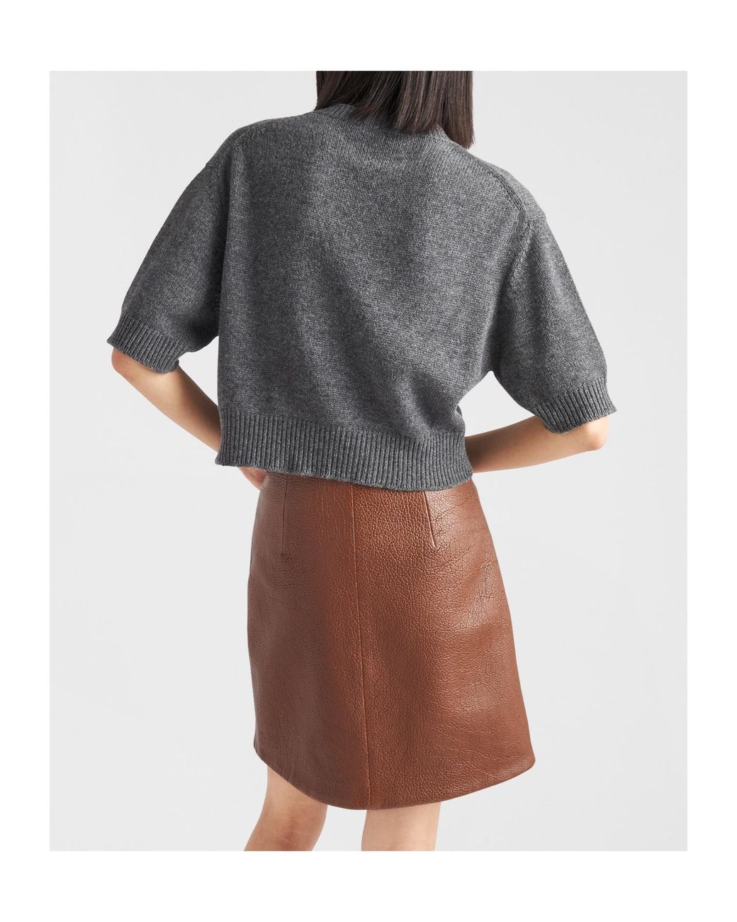Prada Gray Wool And Cashmere Crew-Neck Sweater