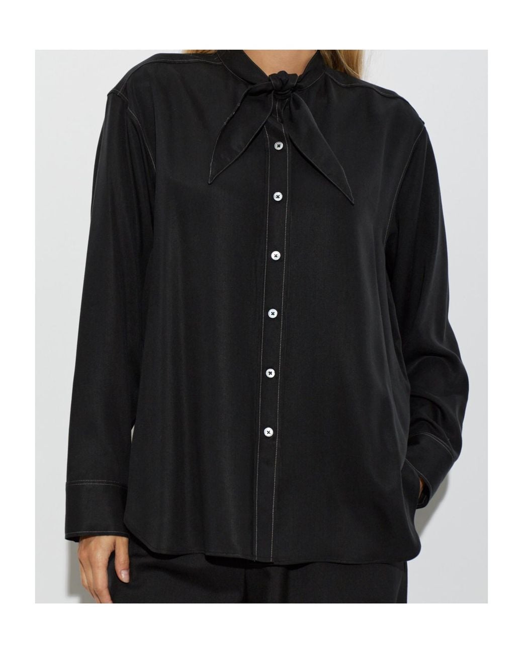 Paul Smith Black Tie-Neck Oversized Shirt