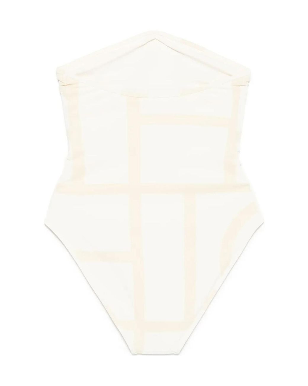 Totême White Totême Monogram Strapless Stretched Swimsuit