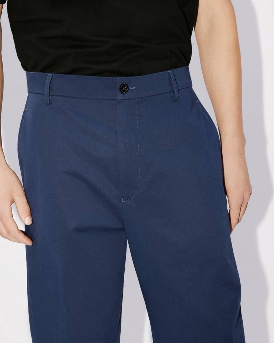 KENZO Blue Straight-Leg Turn-Up Cuff Trousers for men