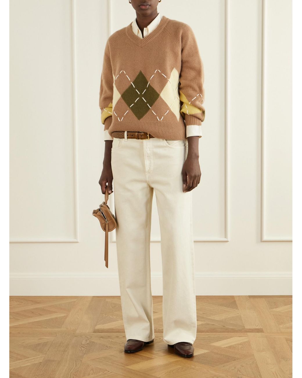 arch4 Natural Argyle Cashmere Sweater