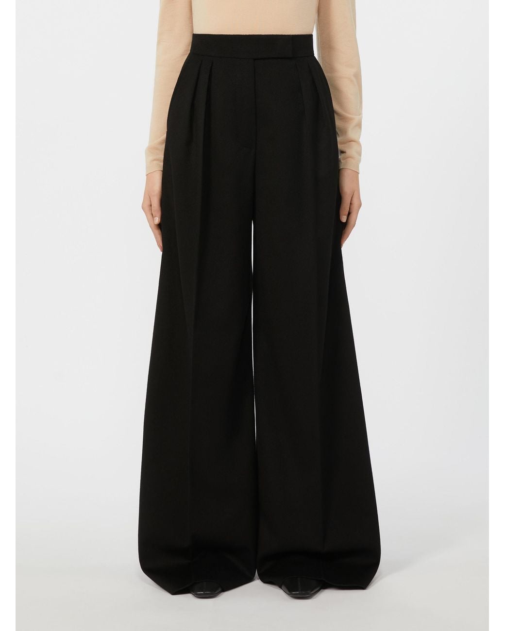 Max Mara Black Flared Camel Trousers