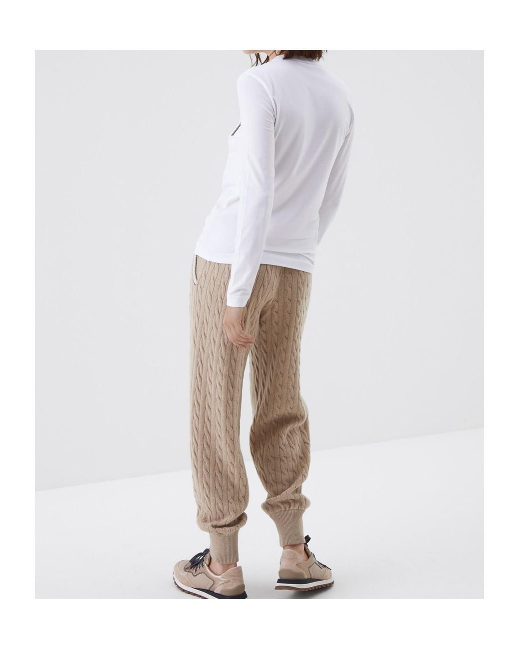 Brunello Cucinelli White One Pocket Crew Neck Top