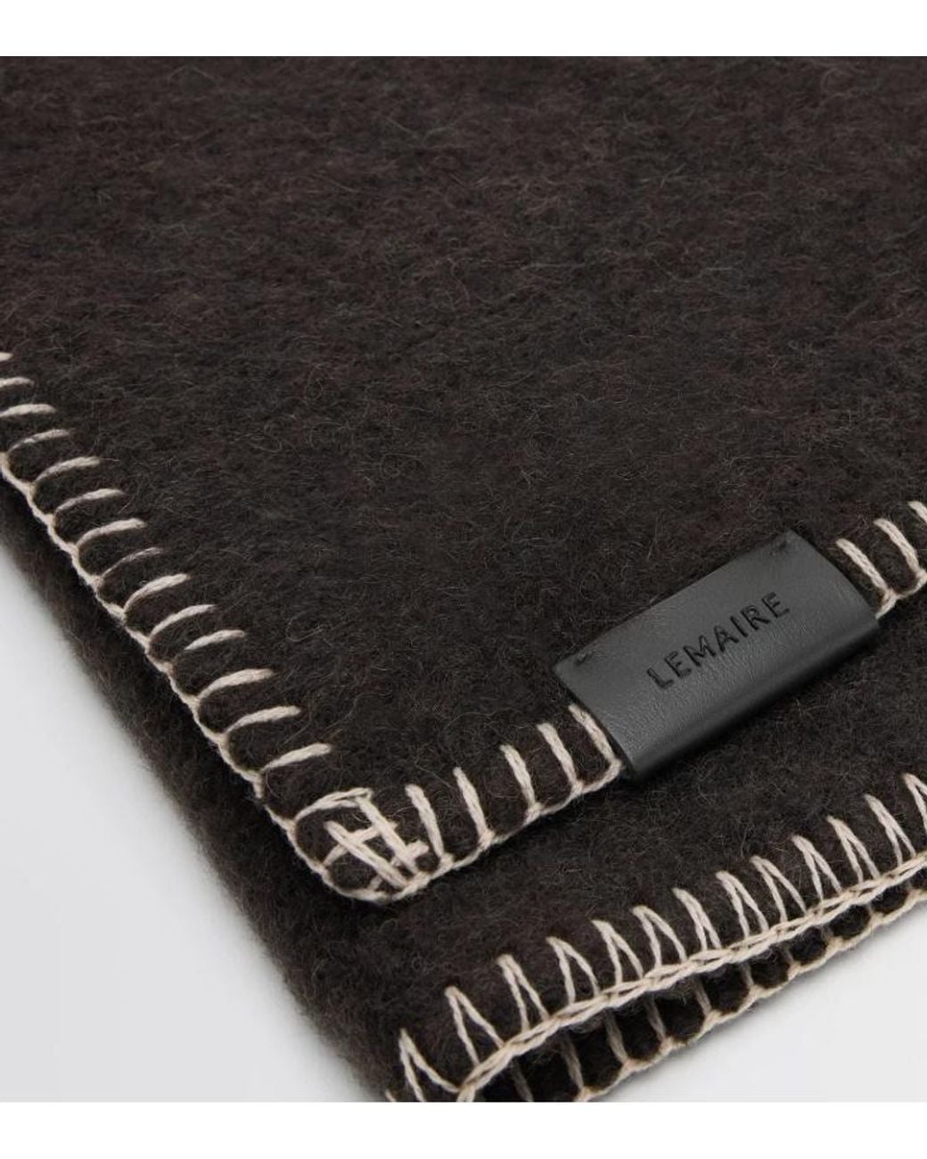 Lemaire Black Stitched-Edge Wool Scarf