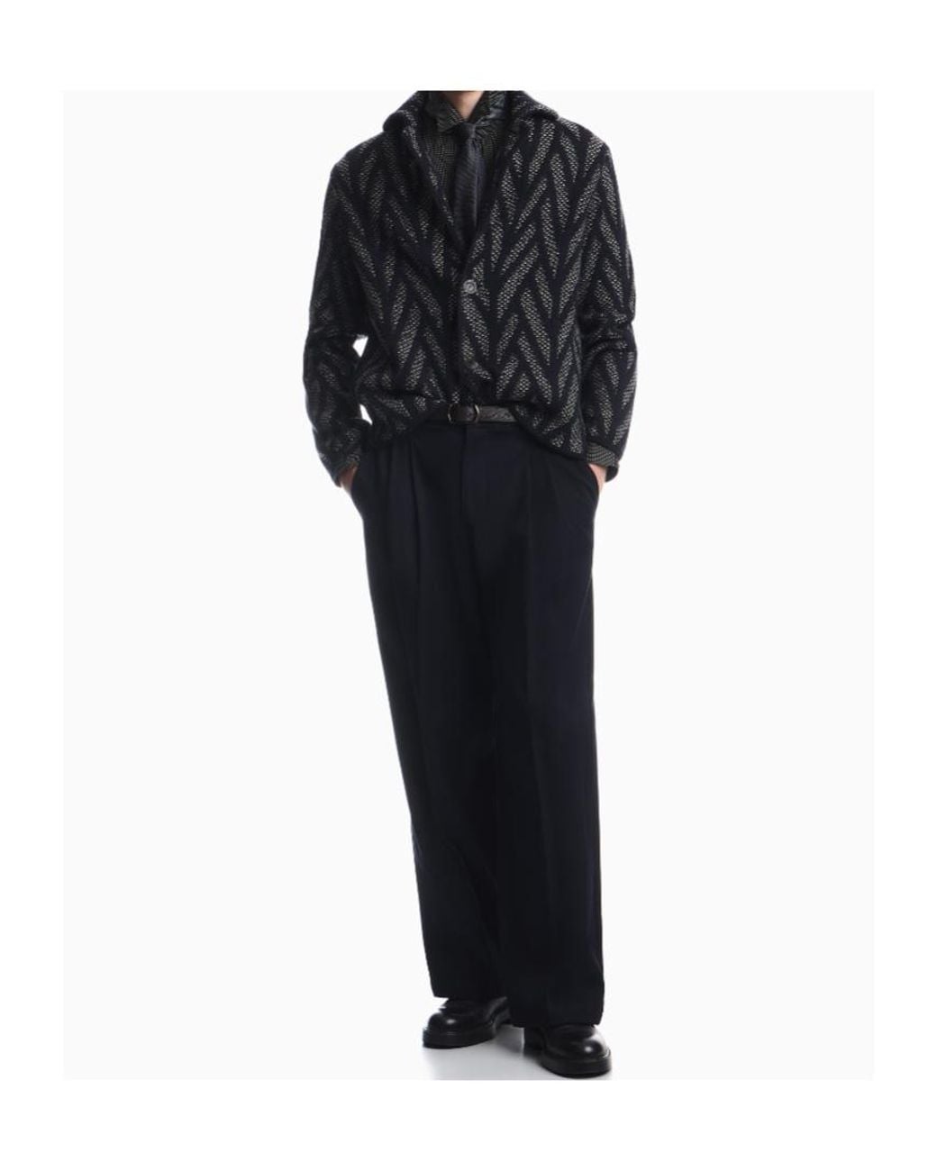 Emporio Armani Blue Chevron Knitted Jacket for men