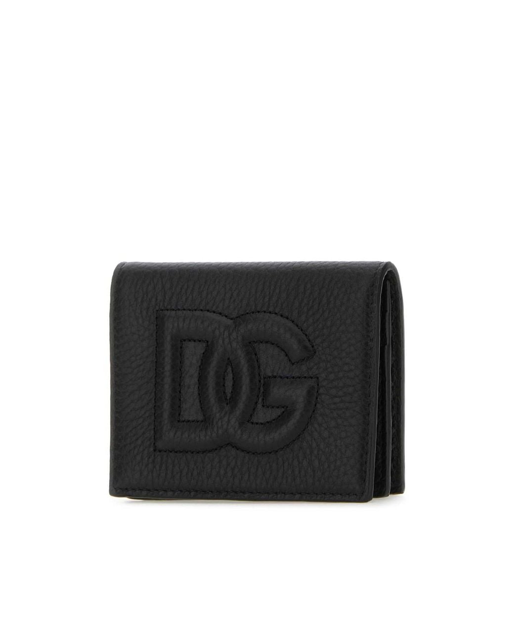 Dolce & Gabbana Black Logo Embossed Foldover Top Wallet for men