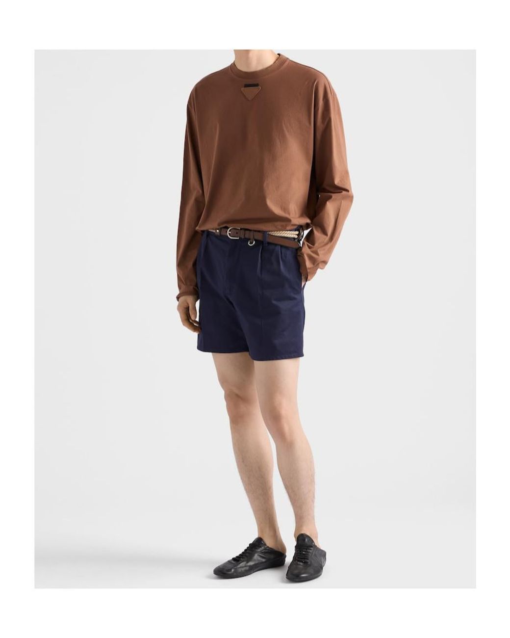 Prada Blue Cotton Bermudas for men