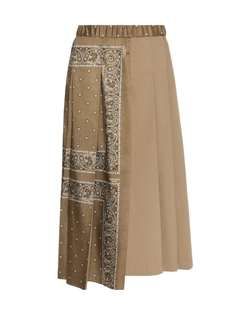 Weekend by Maxmara Natural Asymmetric Pleated Midi Skirt