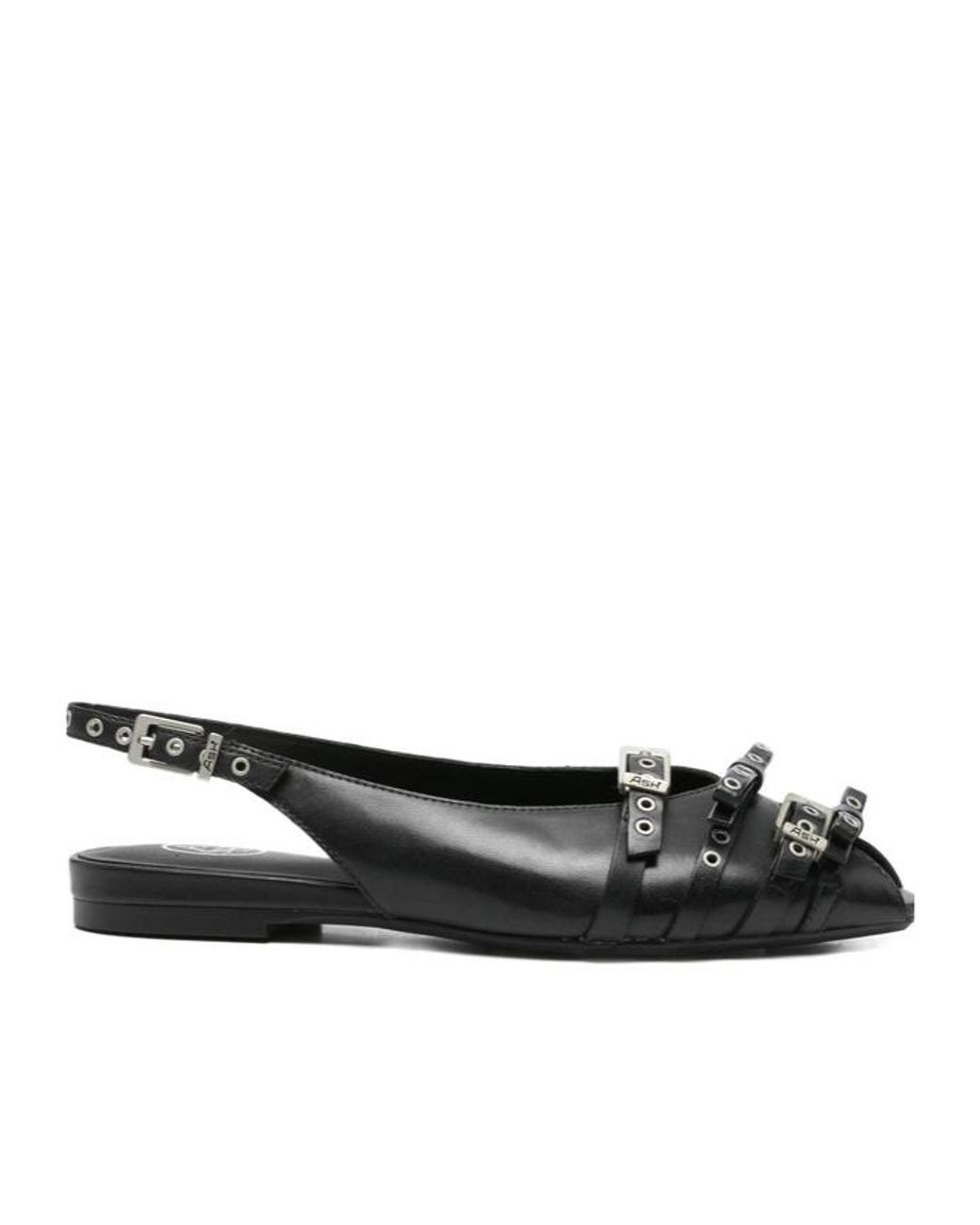 Ash Black Studded Flat Sandals