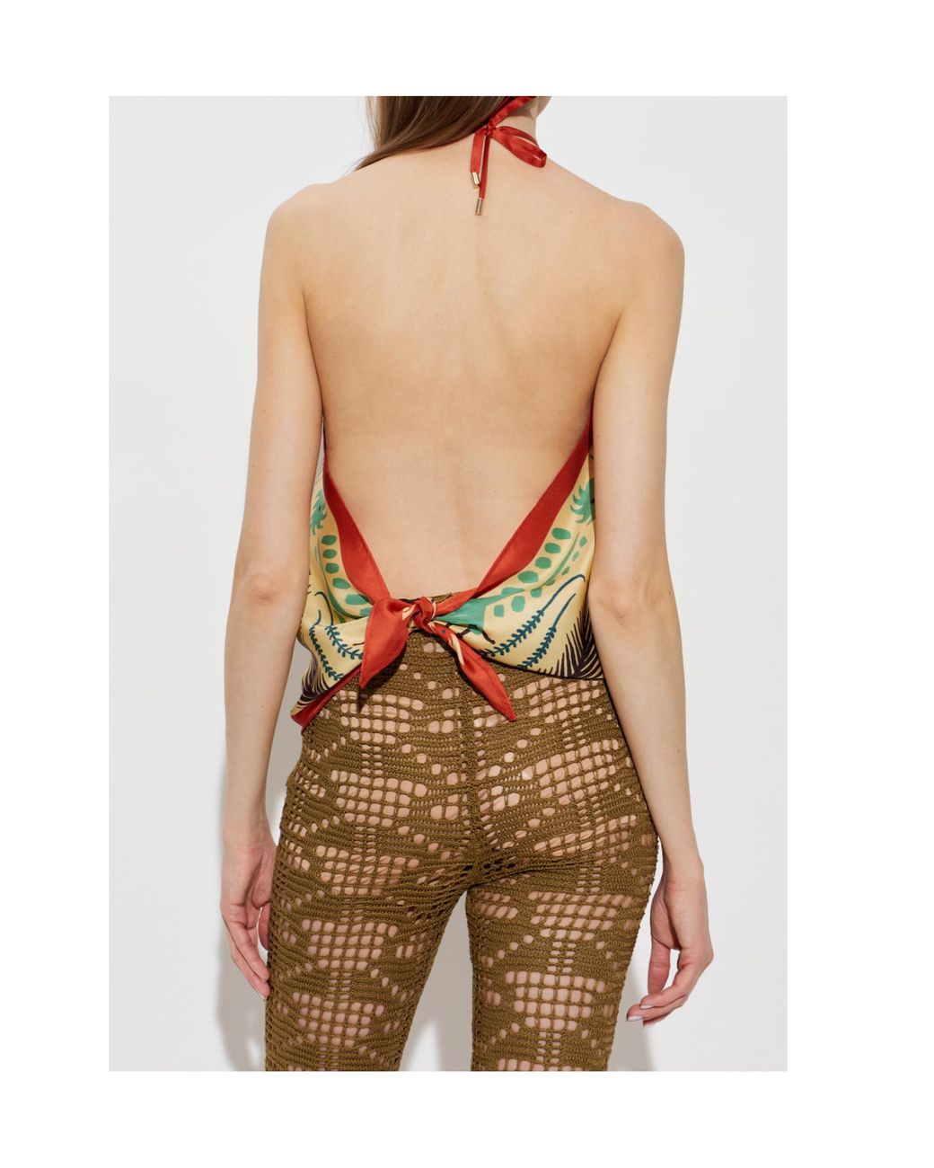 Etro Green Pattern-Printed Open-Back Top