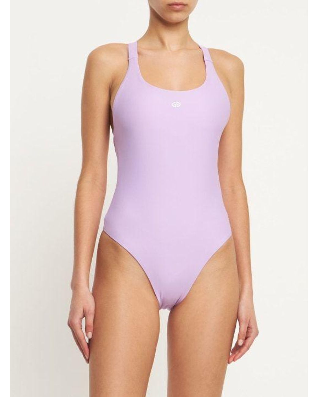 Goldbergh Purple One-Piece Swimsuit With Crossed Back