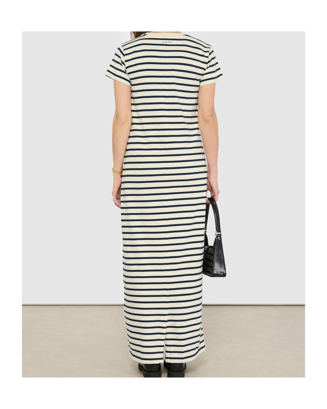 Anine Bing White Striped T-Shirt Dress