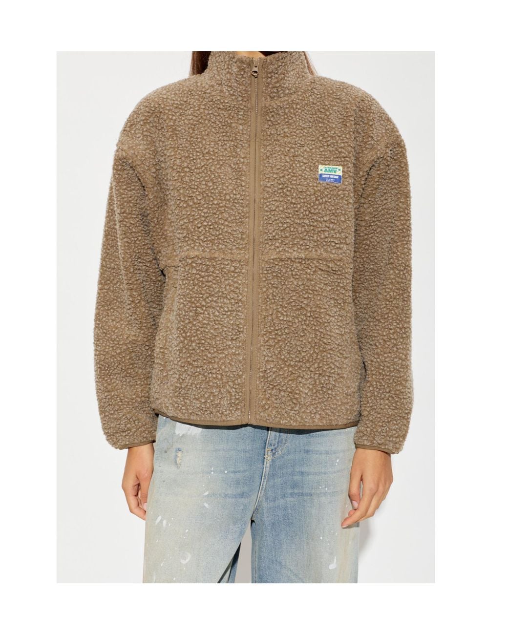 American Vintage Brown Sherpa Stand Collar Jacket