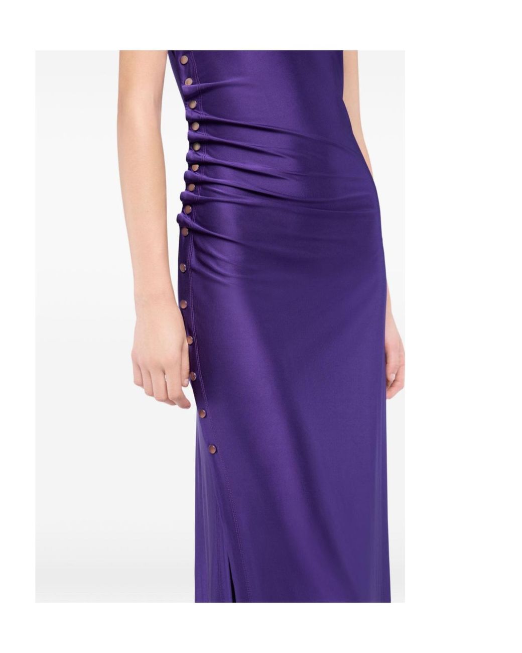 Rabanne Purple Ruched High-Neck Dress