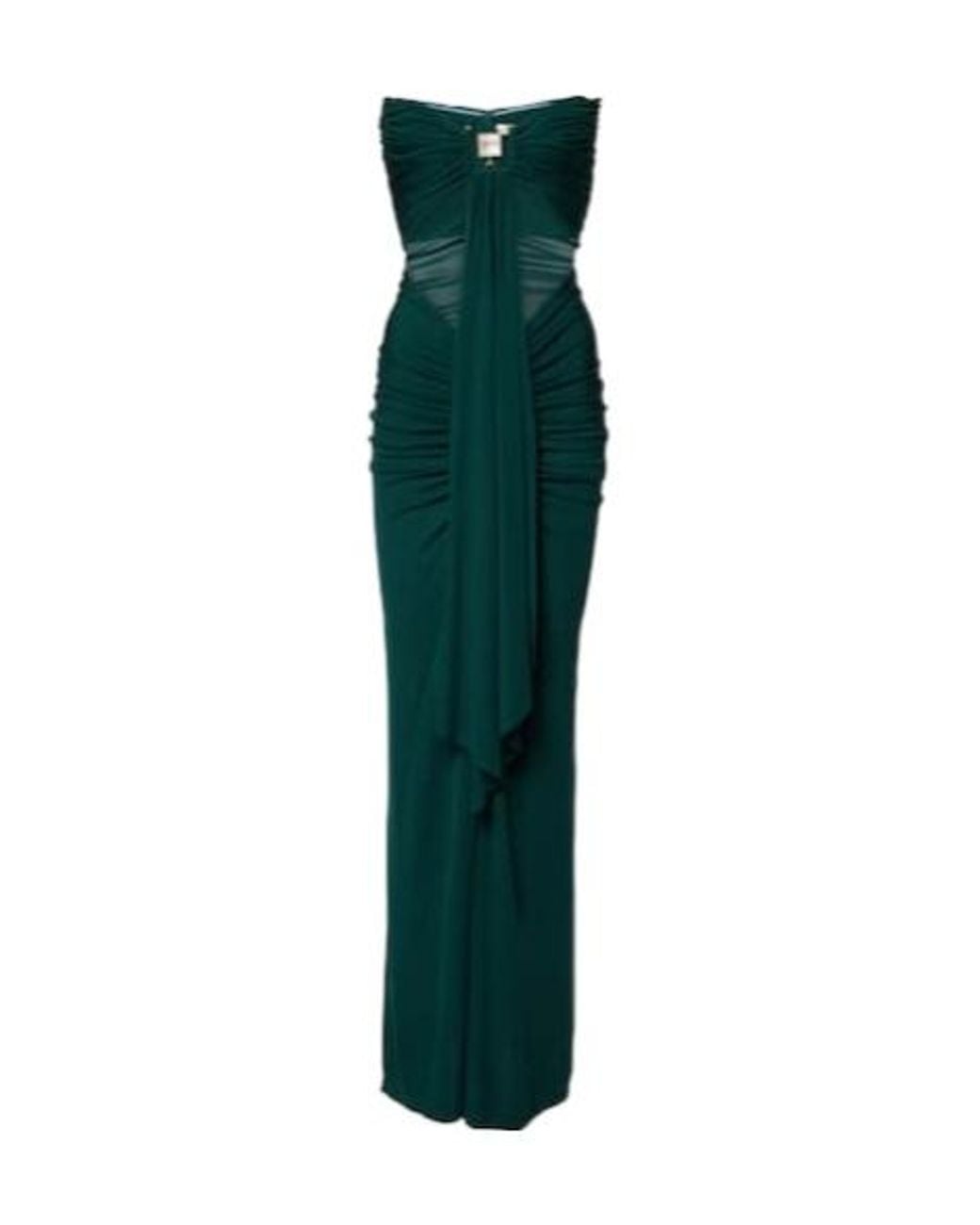 Christopher Esber Green Bezel Quartz Cutout Strapless Jersey Gown
