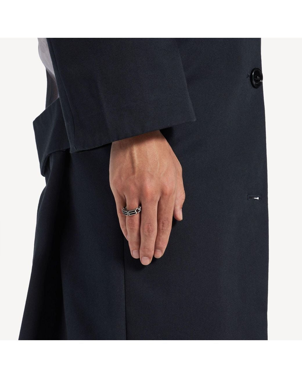 Balenciaga White Bb Icon Ring for men