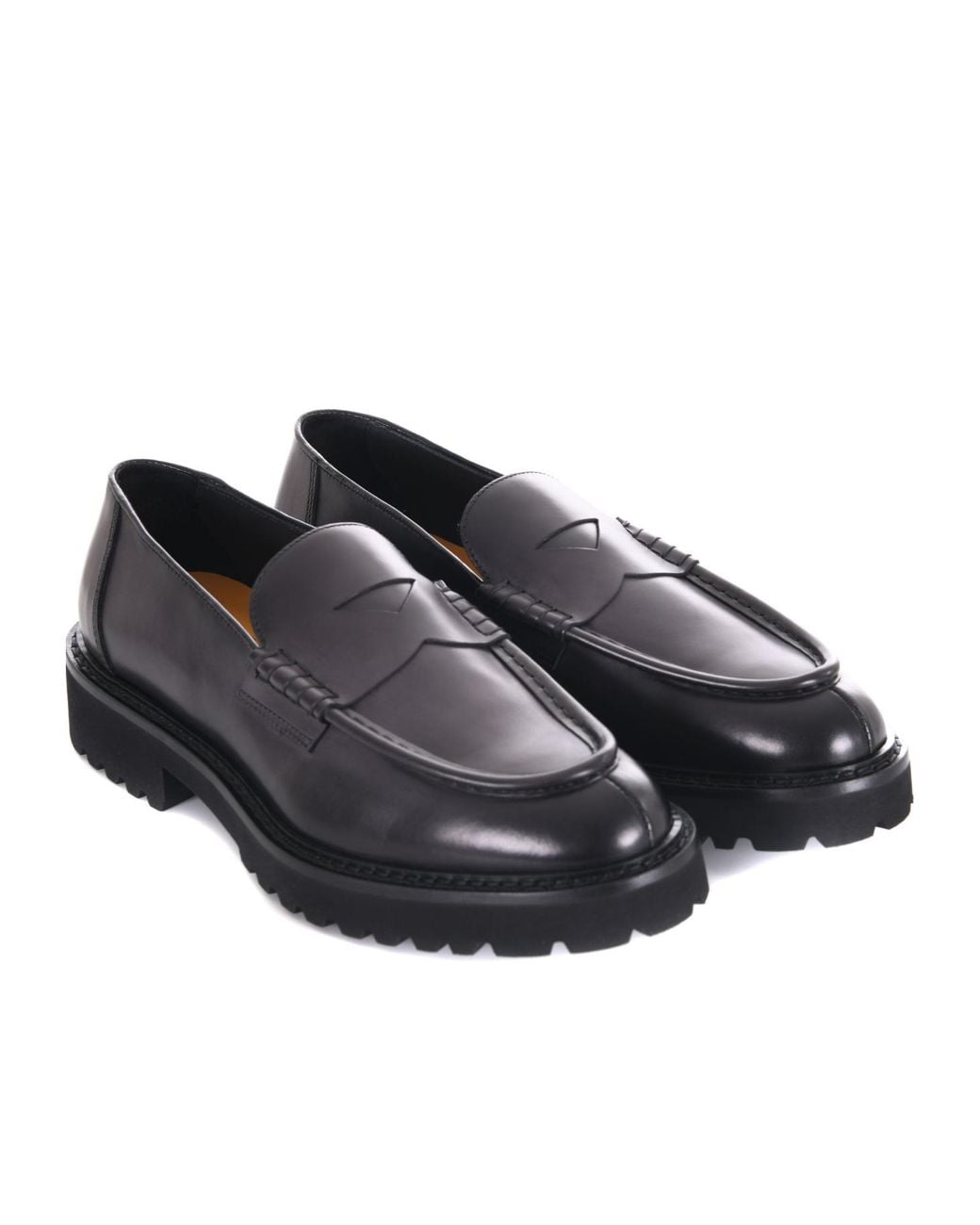 Doucal's Black Penny Slit Loafers for men