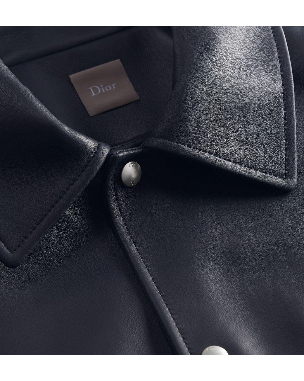 Dior Blue Long-Sleeve Leather Jacket for men