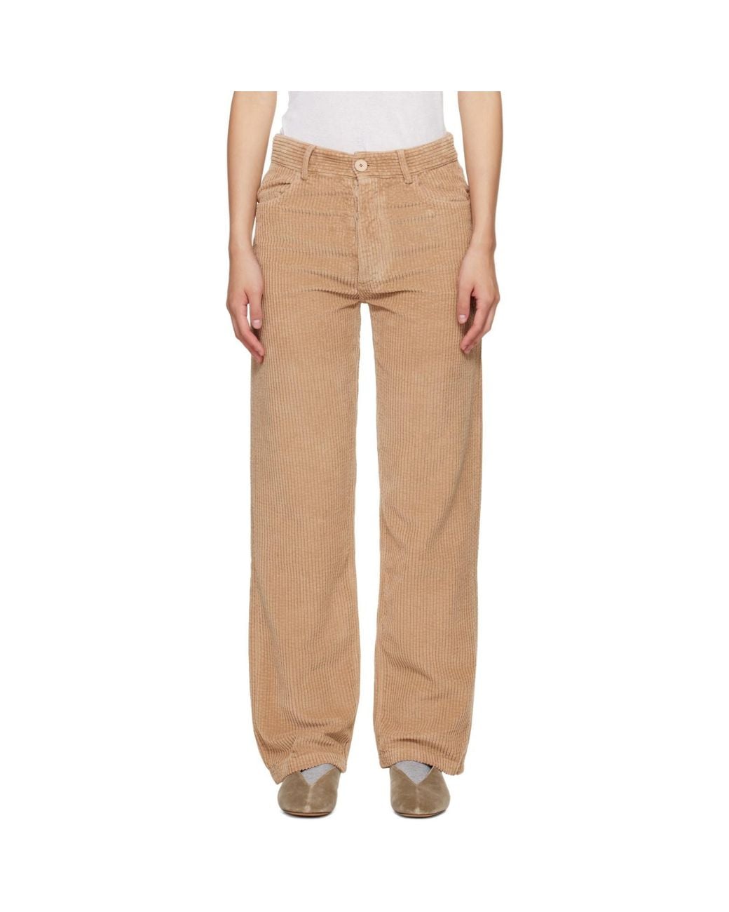 Baserange Natural Casual Trousers With Belt Loops