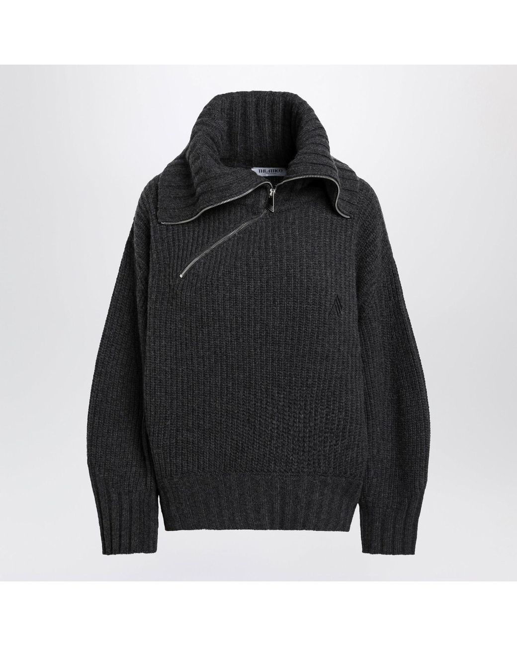 The Attico Black The Zip-Collar Knitted Sweater