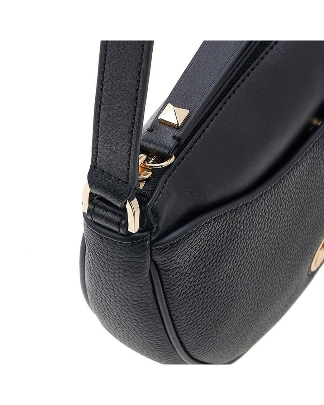 Michael Kors Black Leather Logo-Plaque Saddle Bag