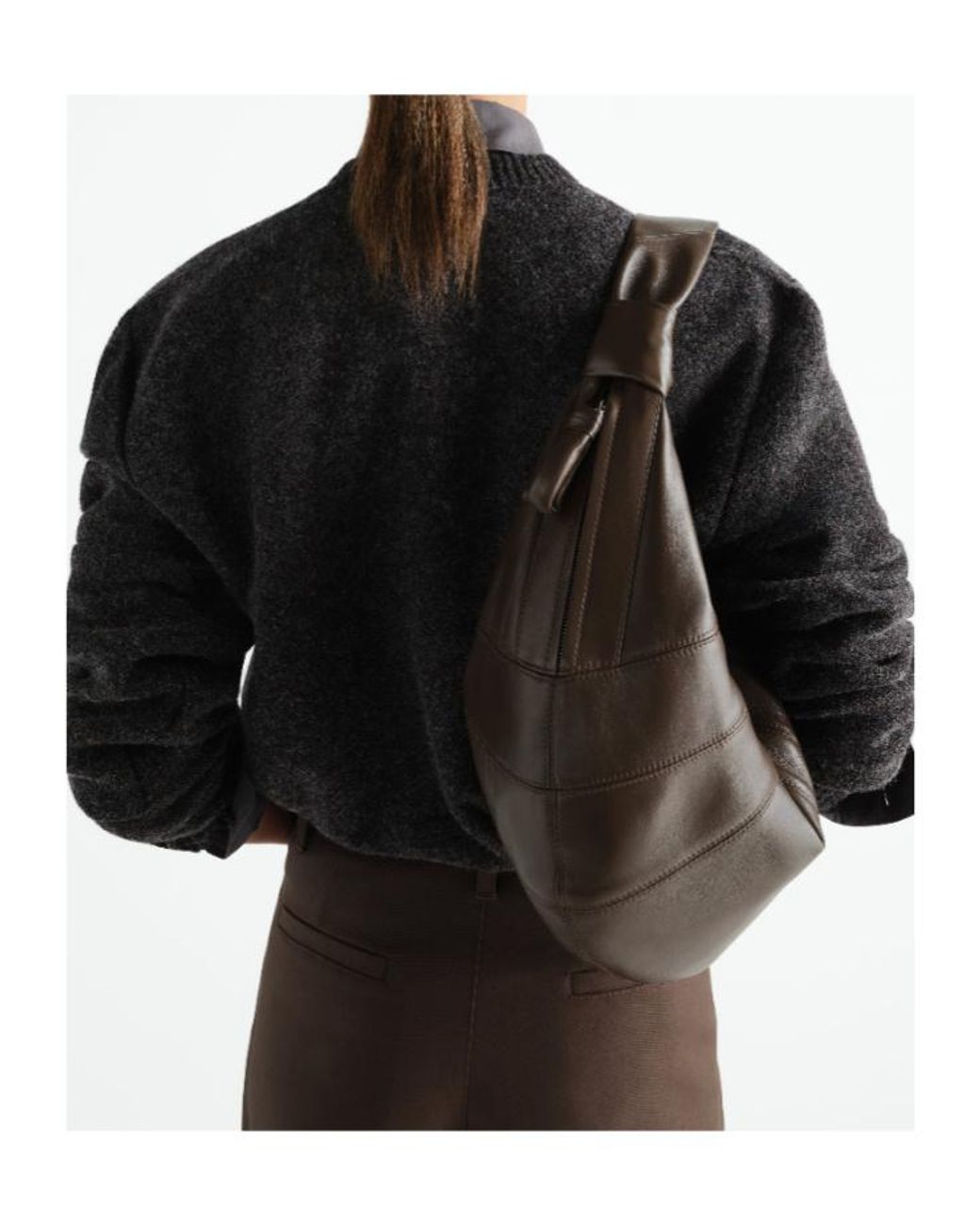 Lemaire Brown Fortune Croissant Zipped Shoulder Bag for men